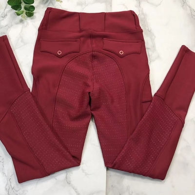 Red Breeches Women Fleece Equestrian Pnats Winter Horse Riding Burshed Leggings