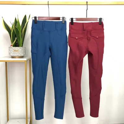 Red Breeches Women Fleece Equestrian Pnats Winter Horse Riding Burshed Leggings