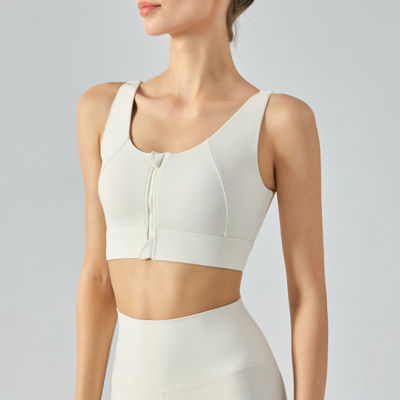 Nulu Front Zipper Yoga Tank Top High Strength Sports Bra With Cushion