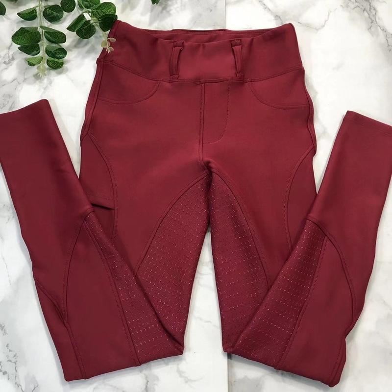 Red Breeches Women Fleece Equestrian Pnats Winter Horse Riding Burshed Leggings