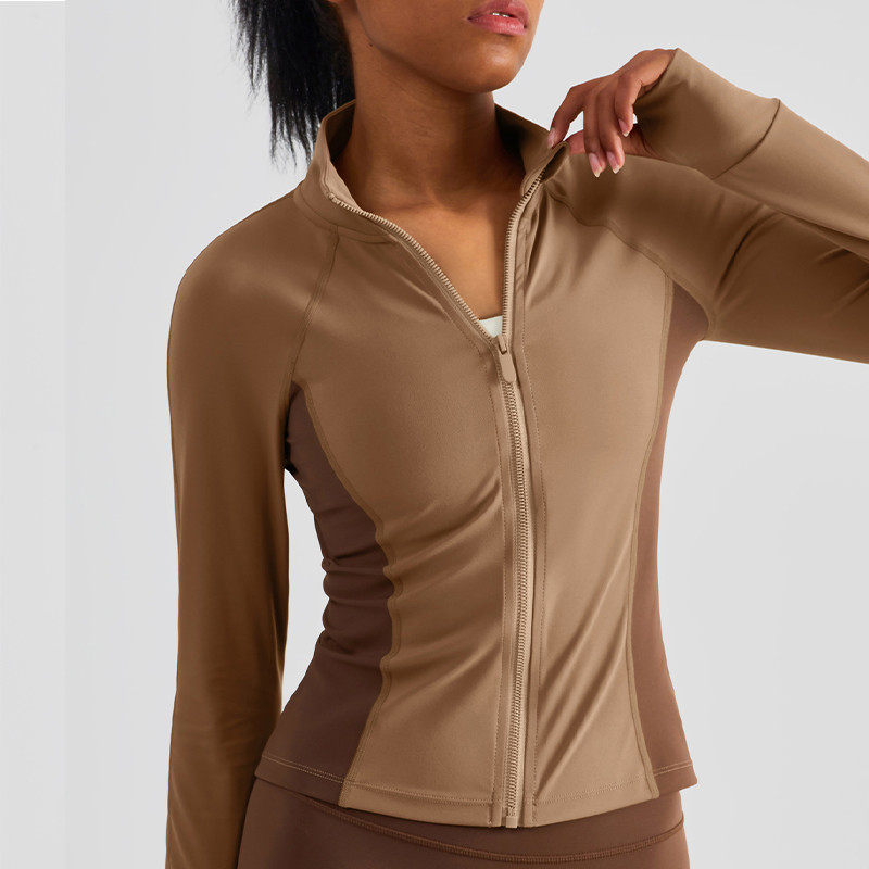 Color Blocked Non Slip Zip Top Nylon Women's Horse Riding Top Coat
